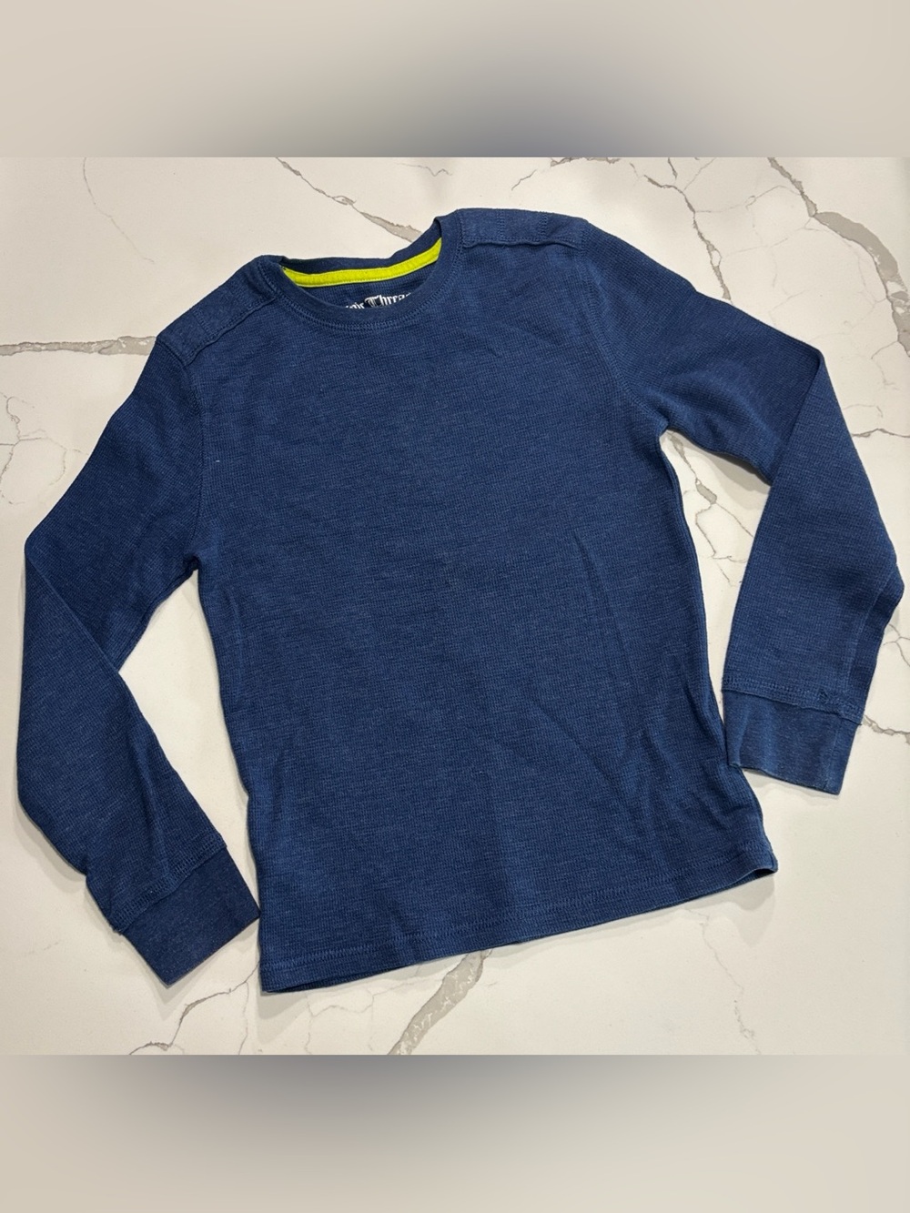 Epic Threads Boys Navy Blue Long Sleeve Thermal T Shirt Cotton blend Size Small